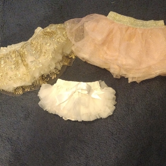 mille feuille Other - Set of Three Photo Shoot Tulle Skirts with Gold and Cream Accents